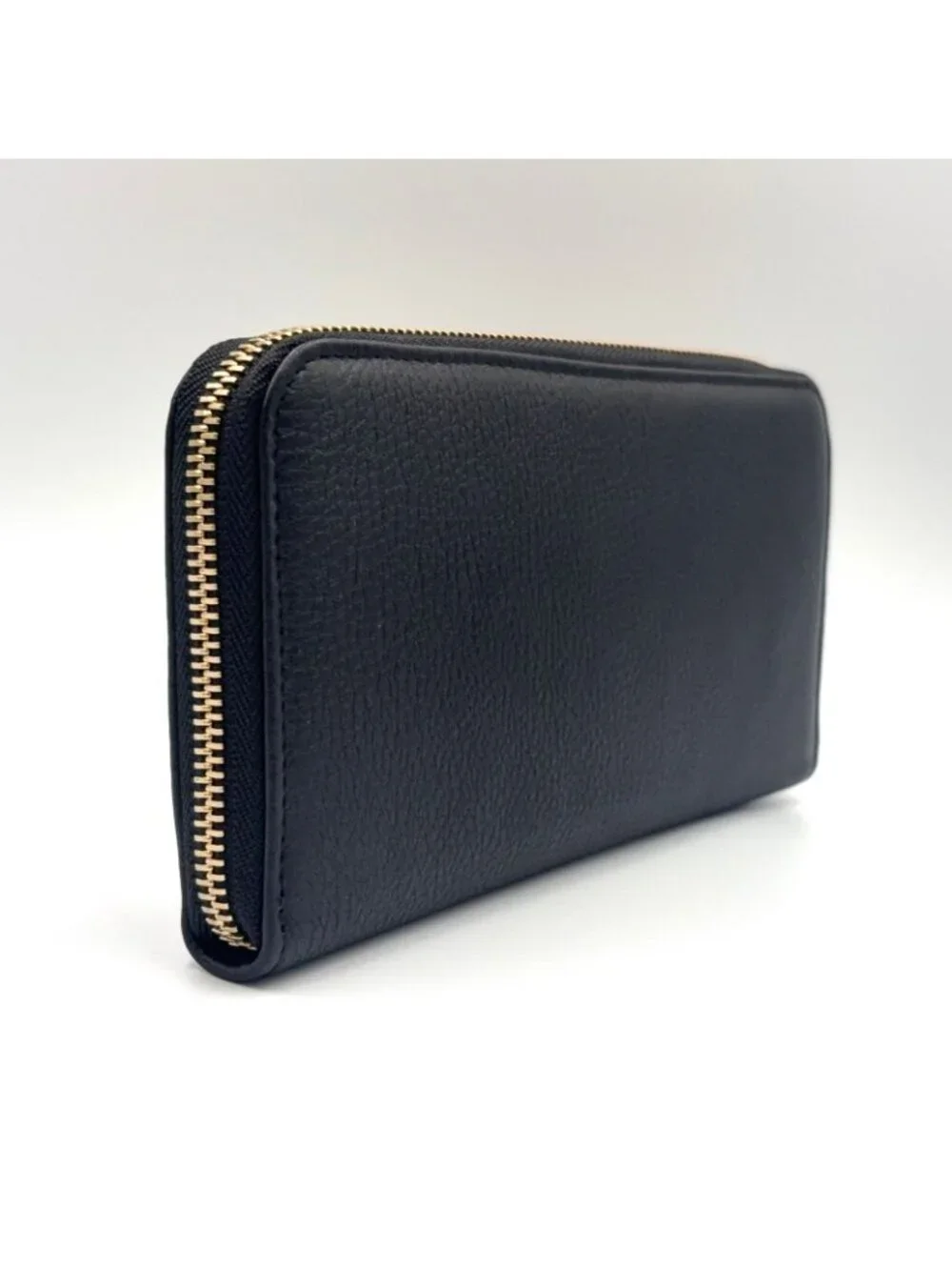 Bvlgari Monete Zip Around Leather Black Wallet Gold